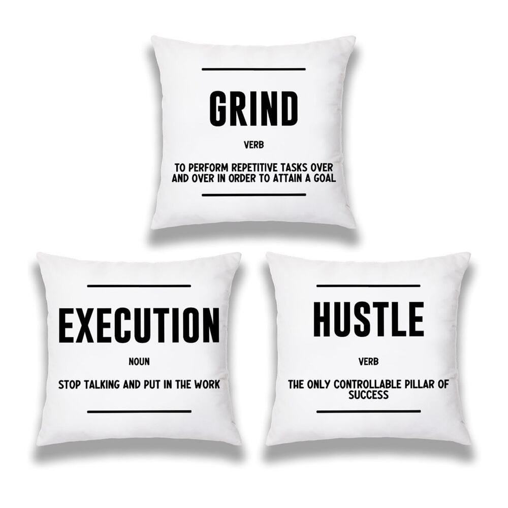 Quote Grind Hustle Execution Quote Success Entrepreneur 3 Pillow‎ Case 18x18”